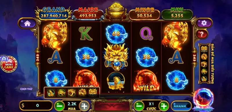 Mức cược slot kho báu tứ linh 