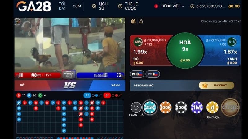 Sảnh đá gà GA28 tại FANVIP