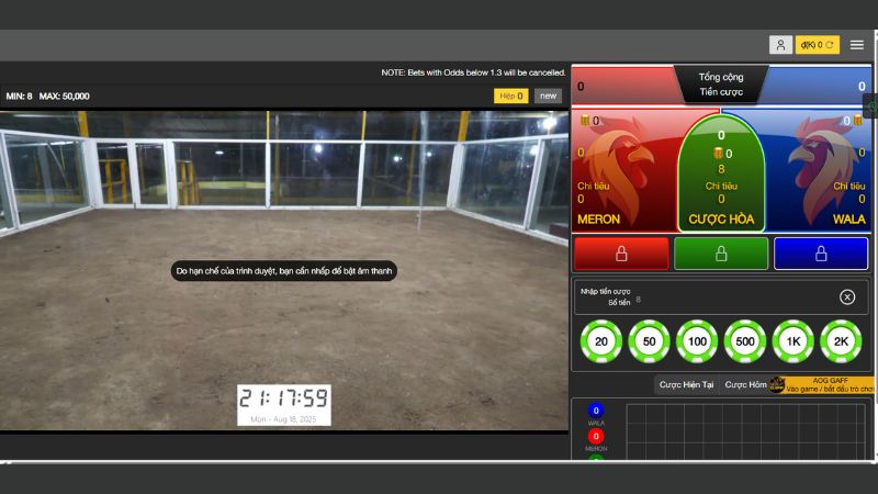 Đá gà Sabong Fanvip - Trực tiếp đấu trường gà chiến cực kịch tính 2 Giao diện đặt cược đá gà Sabong